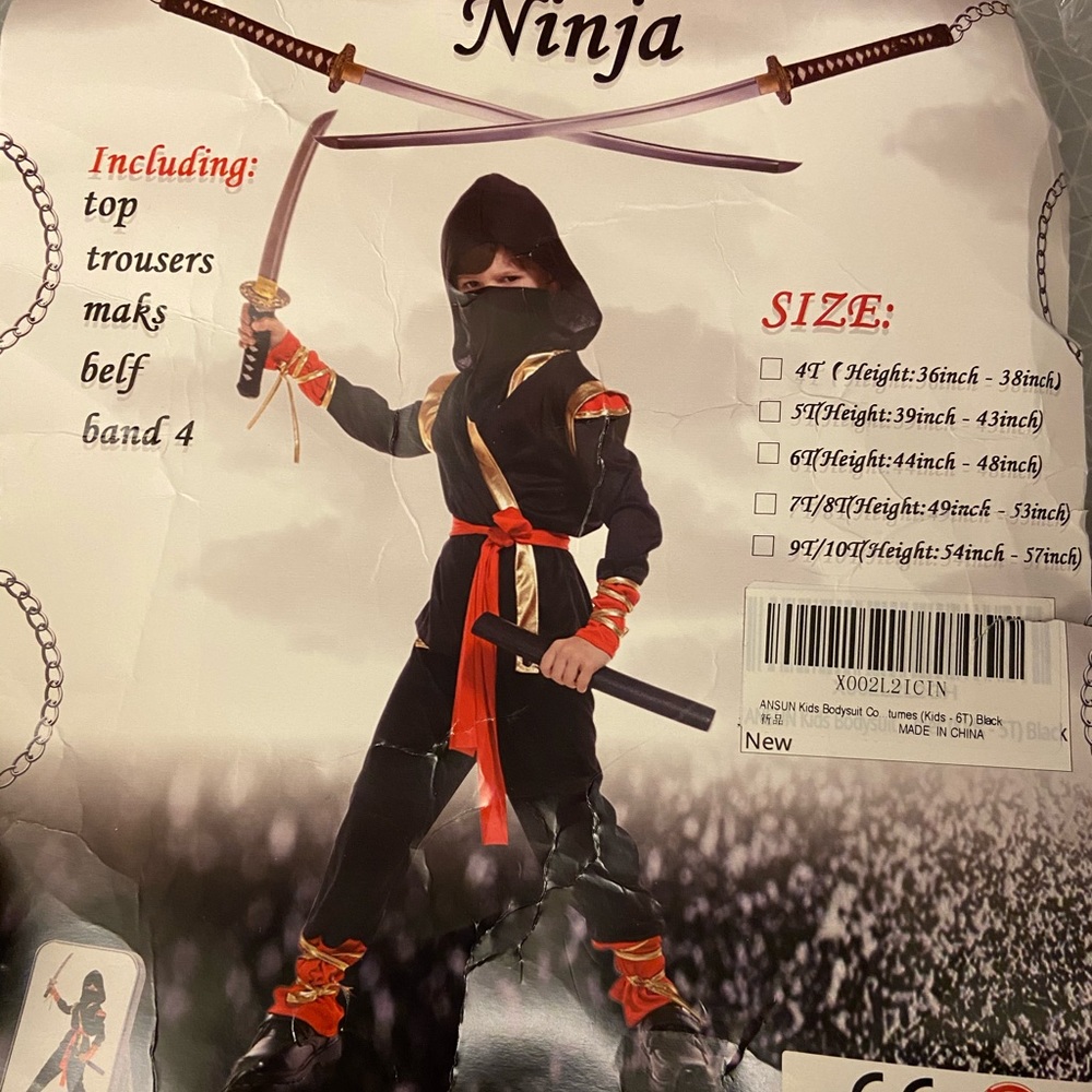 Youth Ninja costume size 6